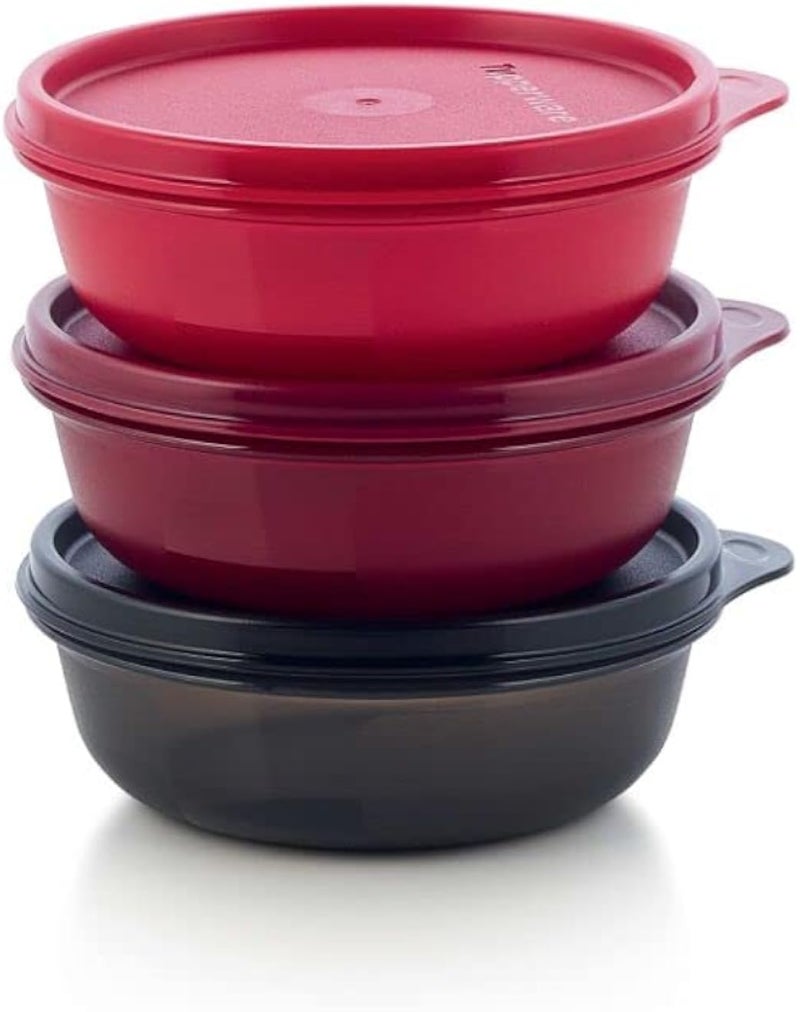 Tupperware S.S.-BOWL 300ML- SET(3)-Eggpalnet -Fuchsia-Black